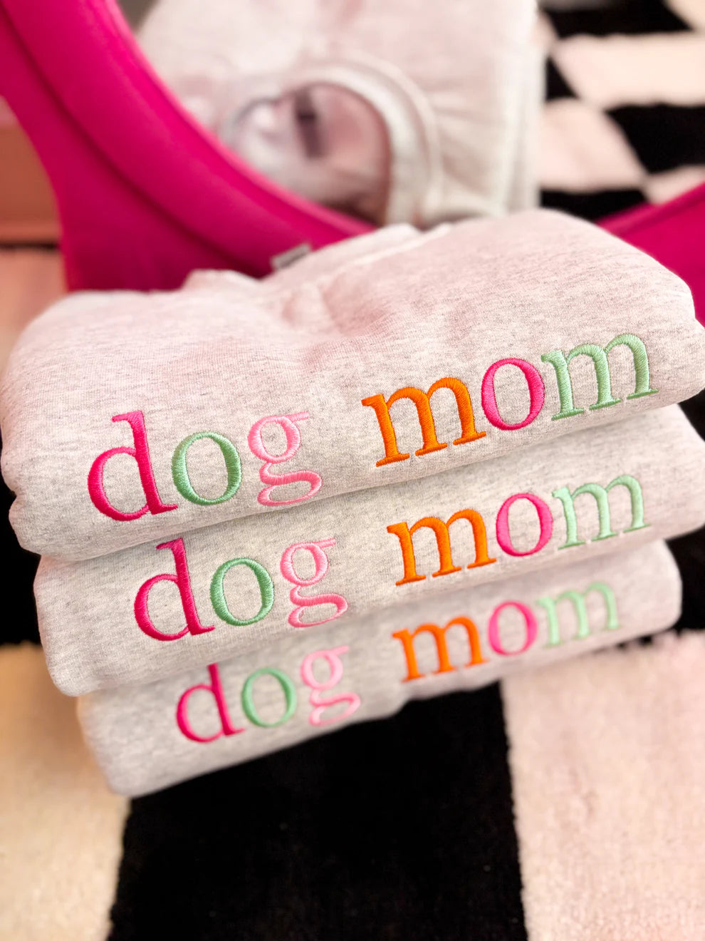 Dog Mom Embroidered Crewneck