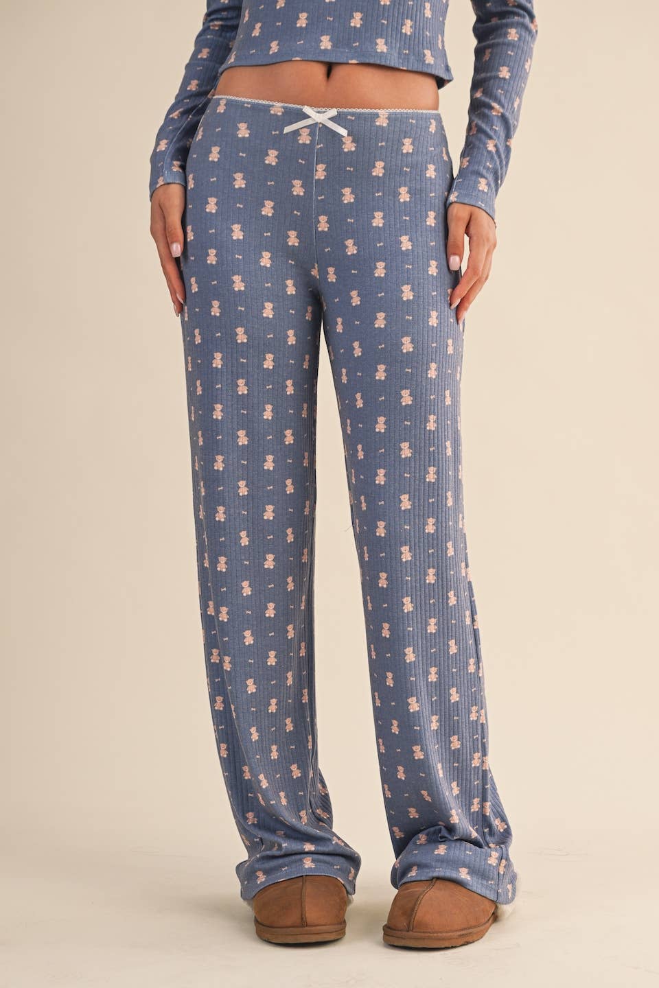 Teddy Bear Print Pointelle Lounge Set