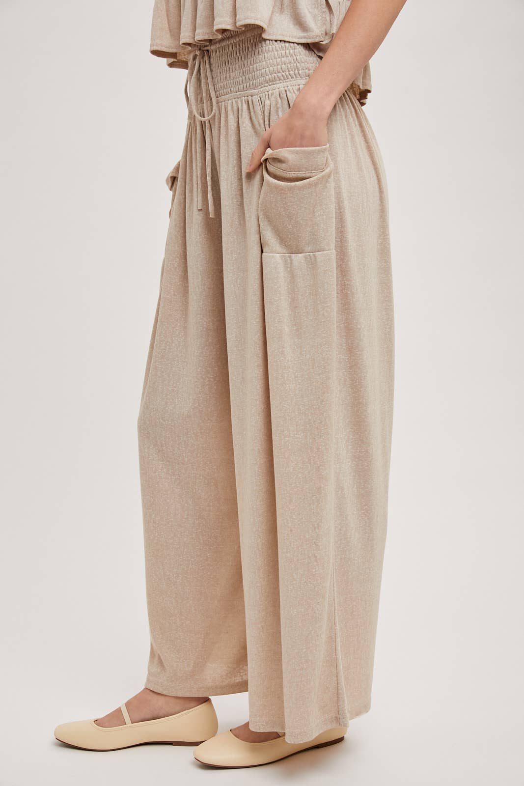 Relaxed Knit Smocked Pants