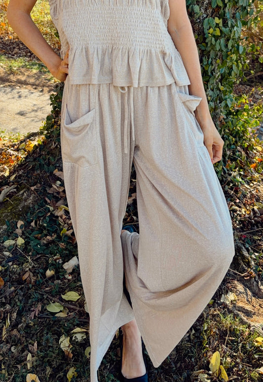 Relaxed Knit Smocked Pants