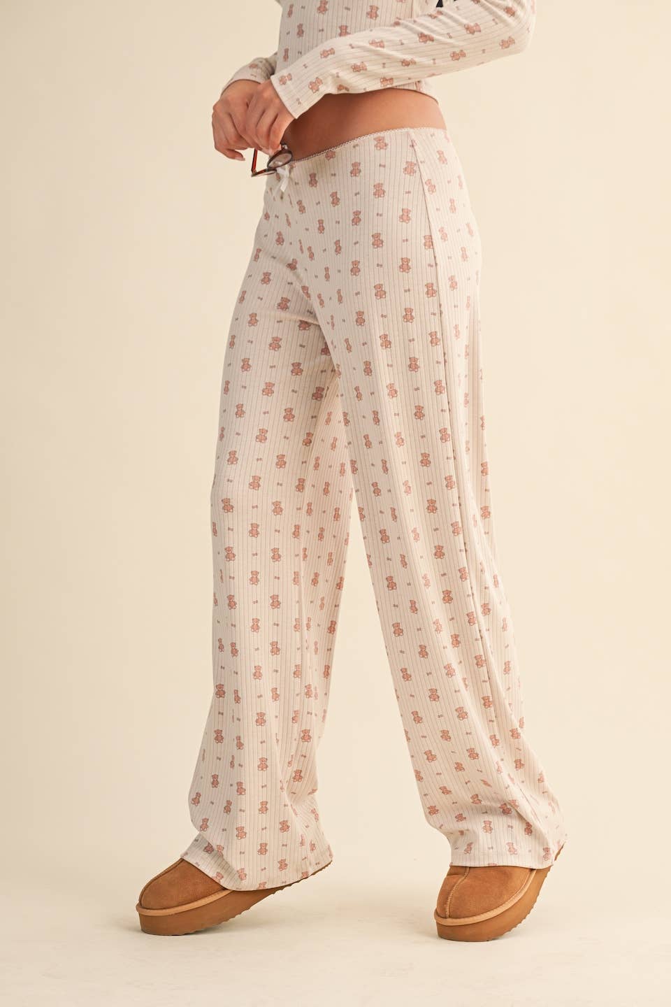 Teddy Bear Print Pointelle Lounge Set