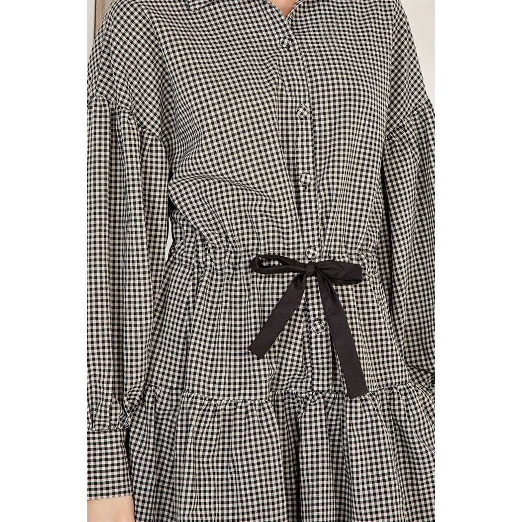 Long Sleeve Gingham Dress