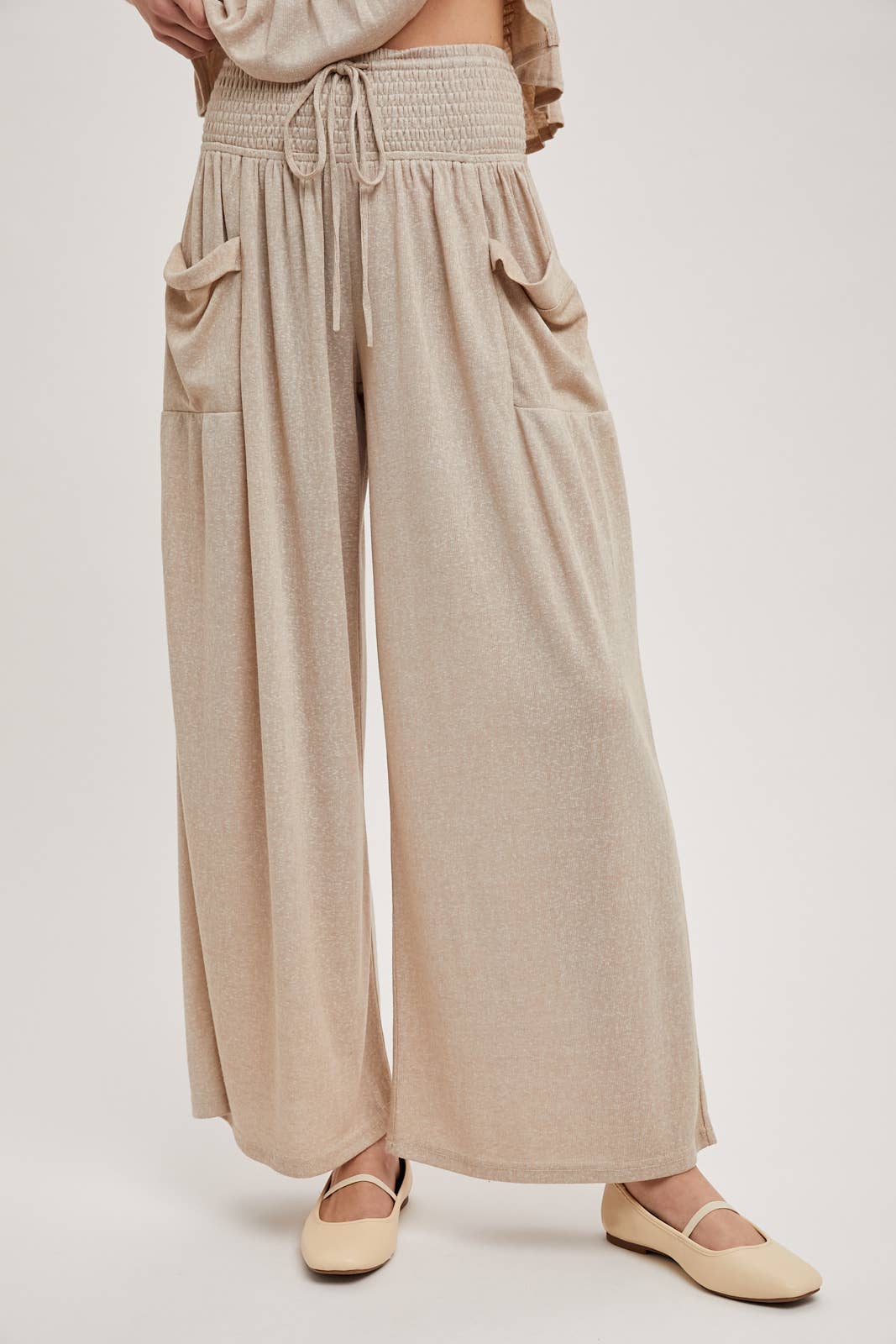 Relaxed Knit Smocked Pants