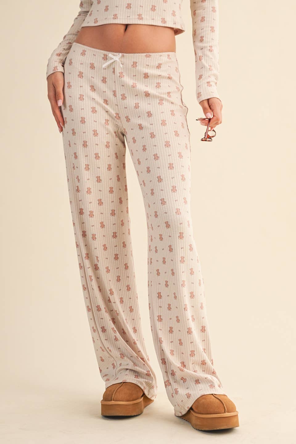 Teddy Bear Print Pointelle Lounge Set