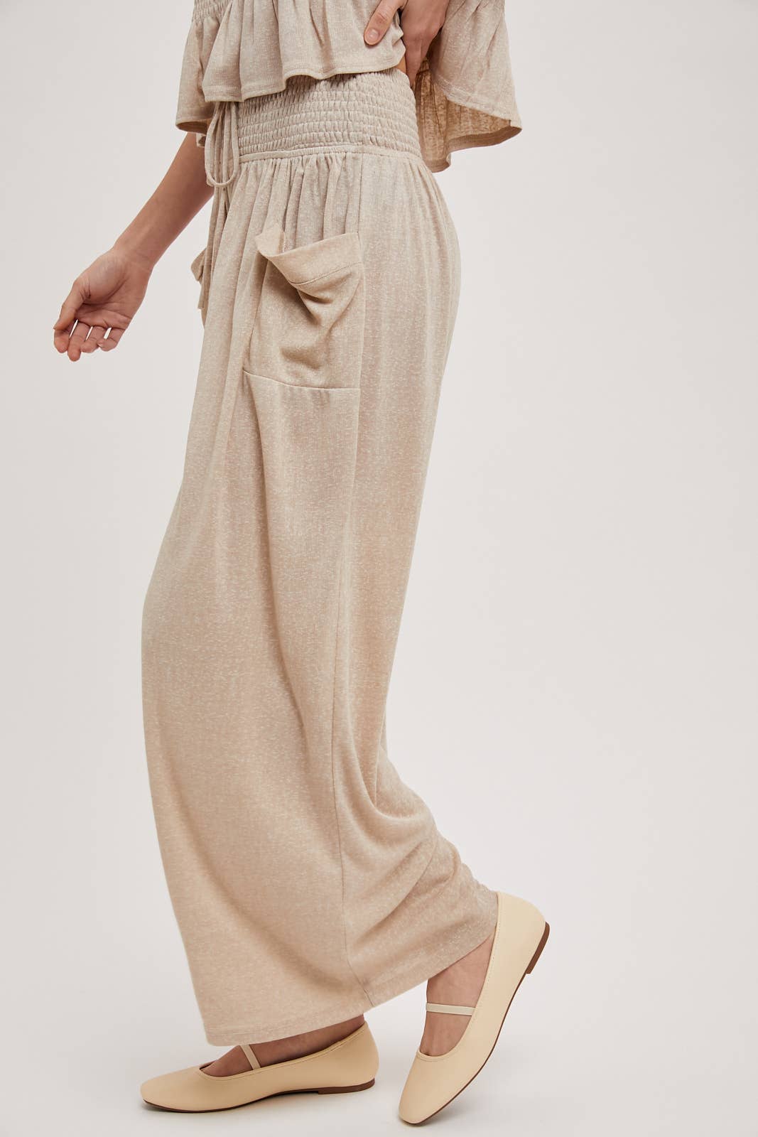 Relaxed Knit Smocked Pants