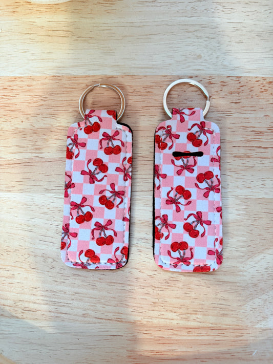 Cherries and Bows Chapstick Keychain