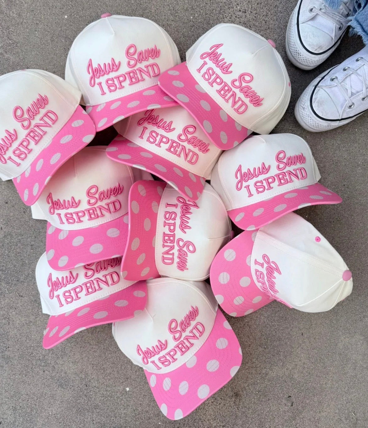 Jesus Saves Polka Dot Trucker Hat (PREORDER PLEASE READ)