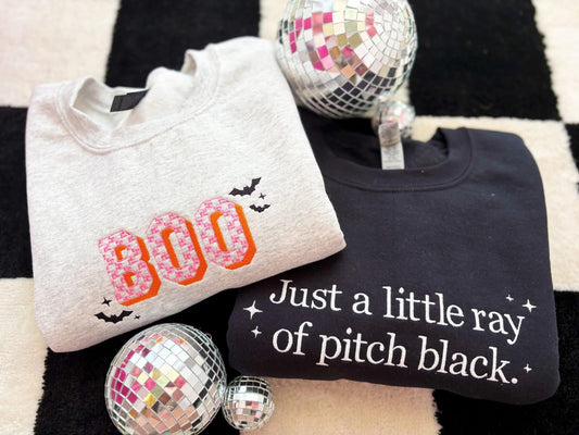 Ray of Pitch Black Embroidered Crewneck