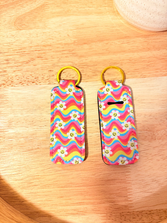 Groovy Daisies Chapstick Keychain