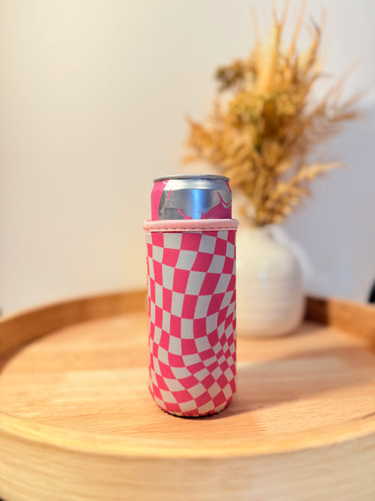 Wavy Checkerboard Slim Can Sleeve