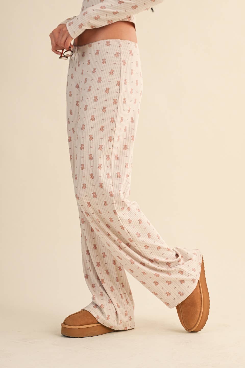 Teddy Bear Print Pointelle Lounge Set