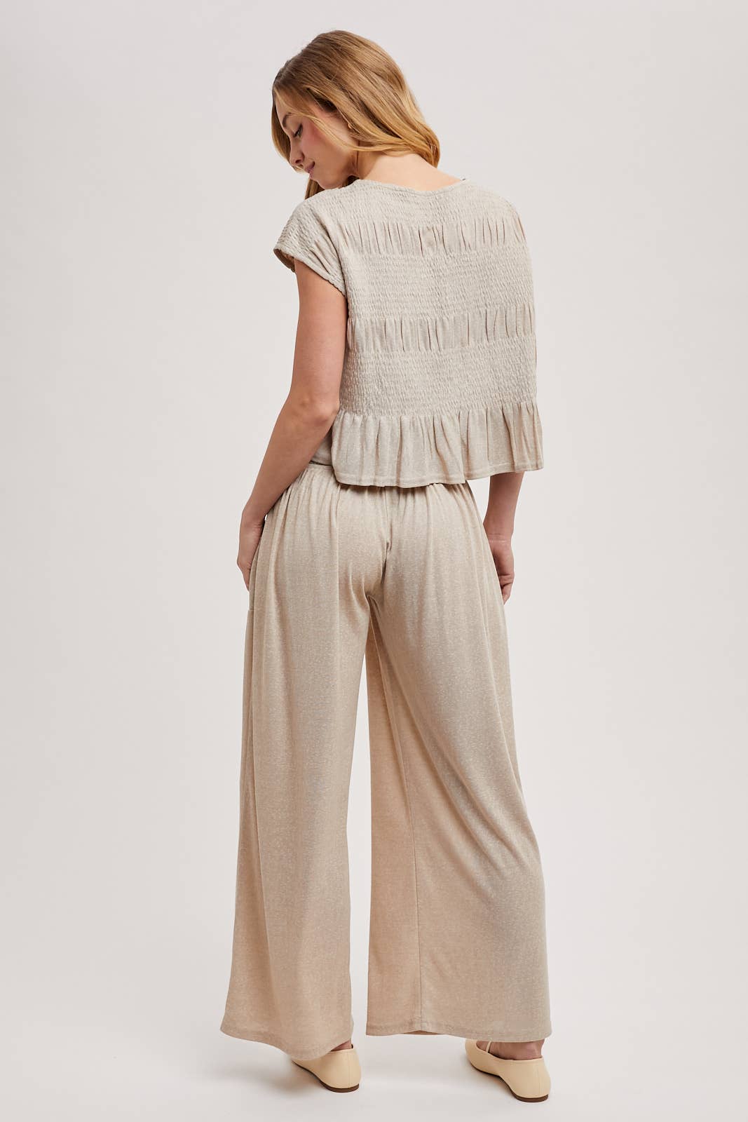 Relaxed Knit Smocked Pants