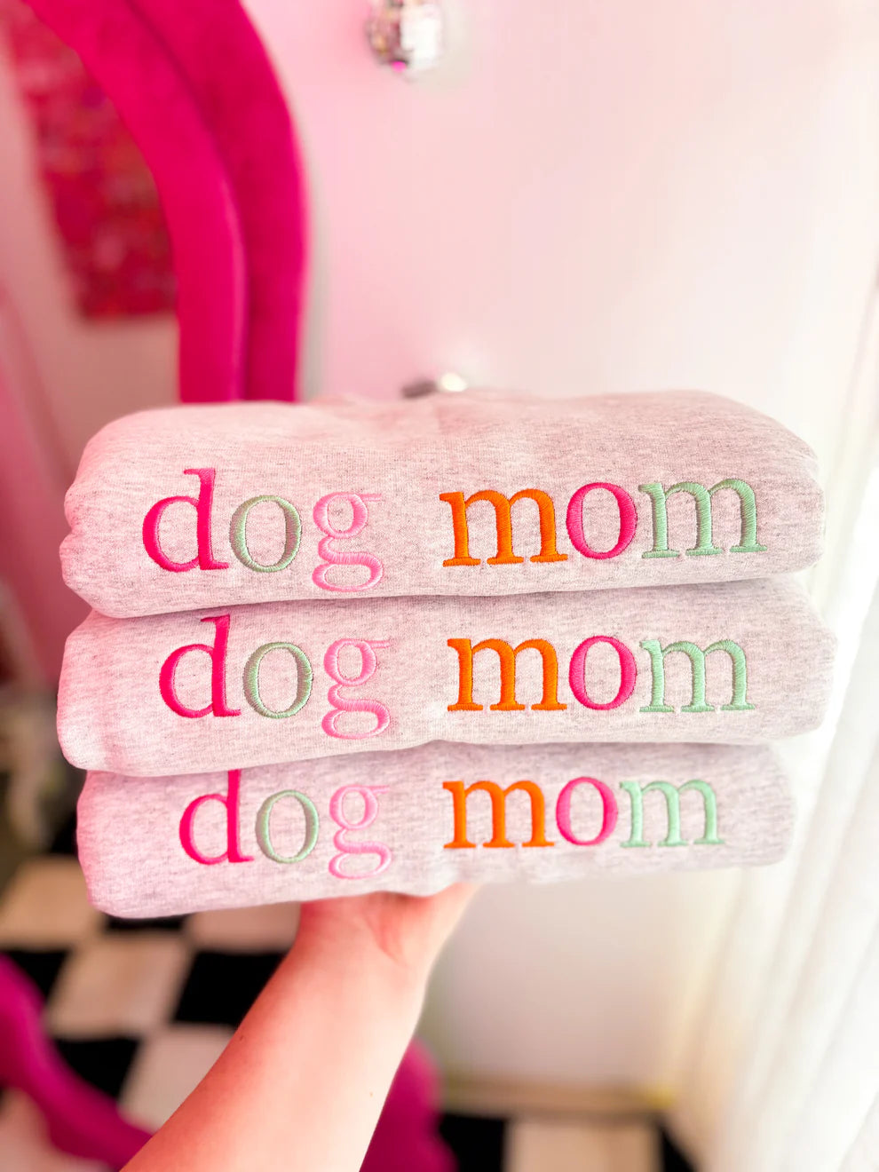 Dog Mom Embroidered Crewneck