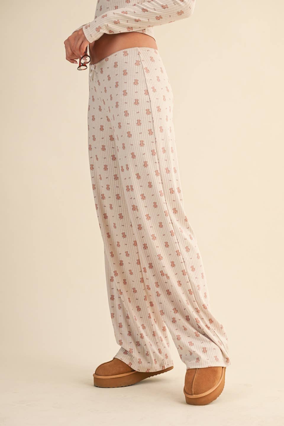 Teddy Bear Print Pointelle Lounge Set