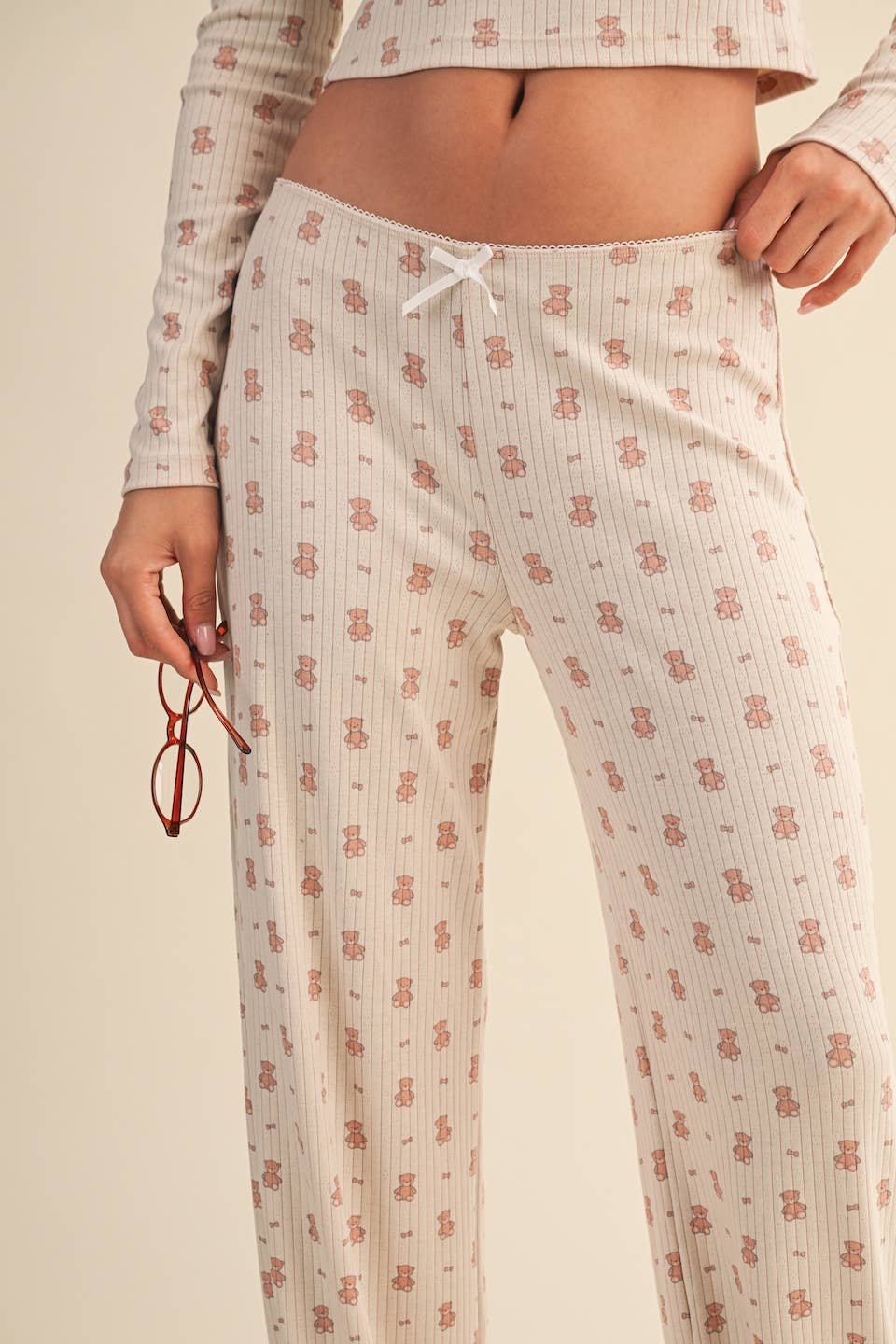 Teddy Bear Print Pointelle Lounge Set