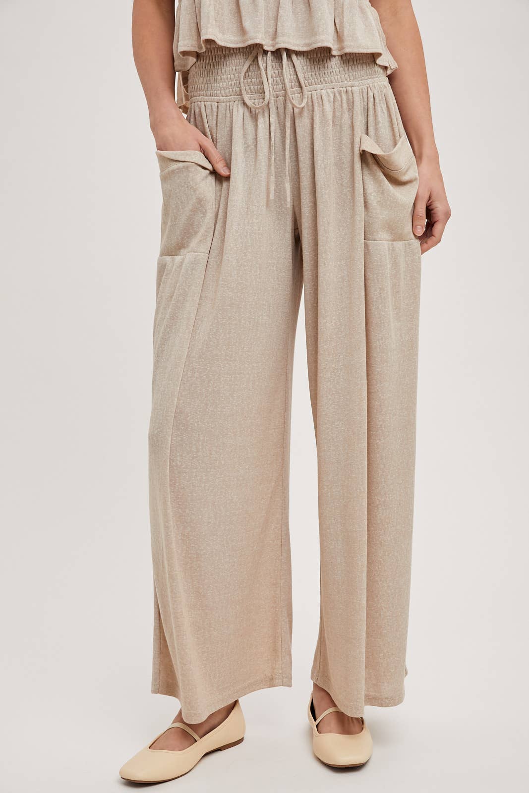 Relaxed Knit Smocked Pants